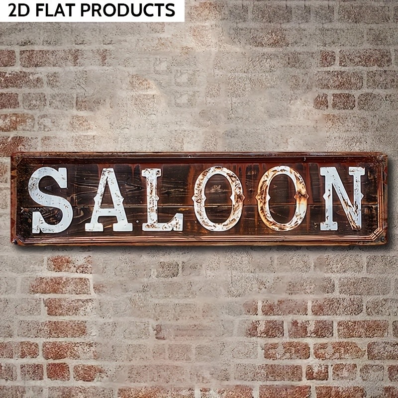 Saloon Distressed Rust Metal Sign Western Bar Man Cave Wall Decor Tin Plaque