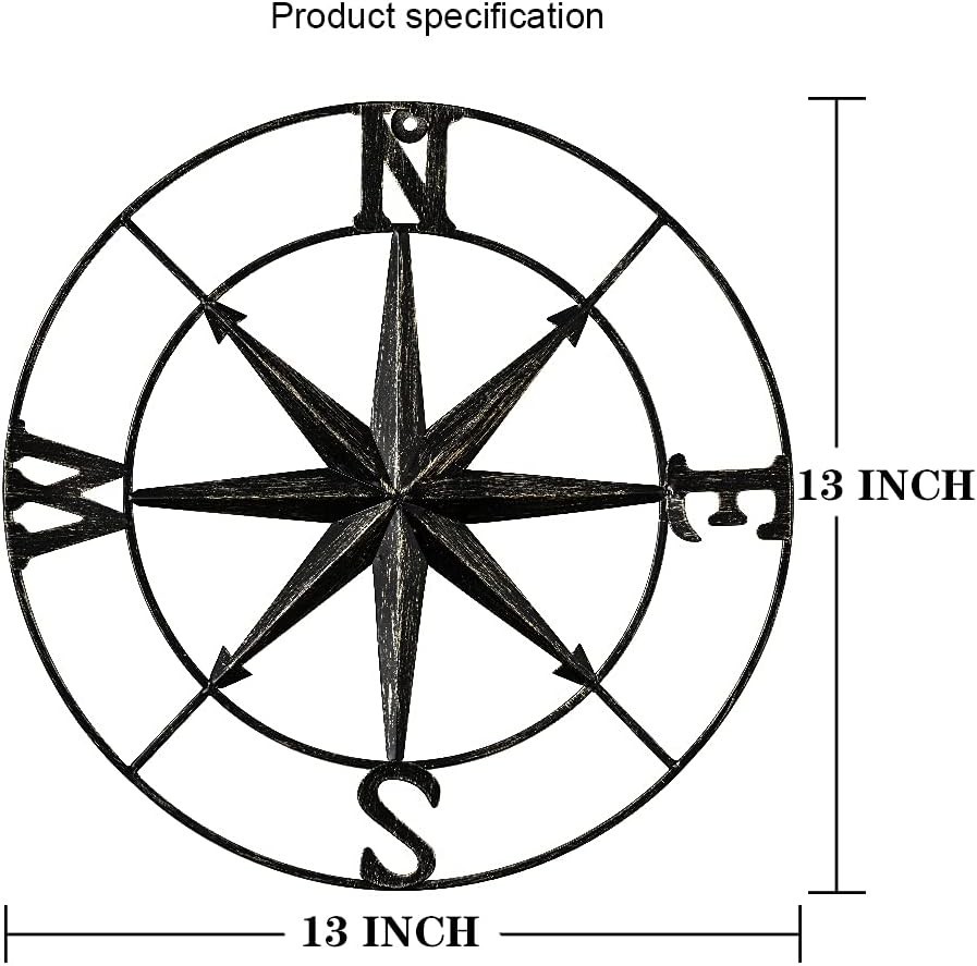 11/13In Metal Decorative Nautical Compass Wall Decor Home Office Hanging Wall Ar