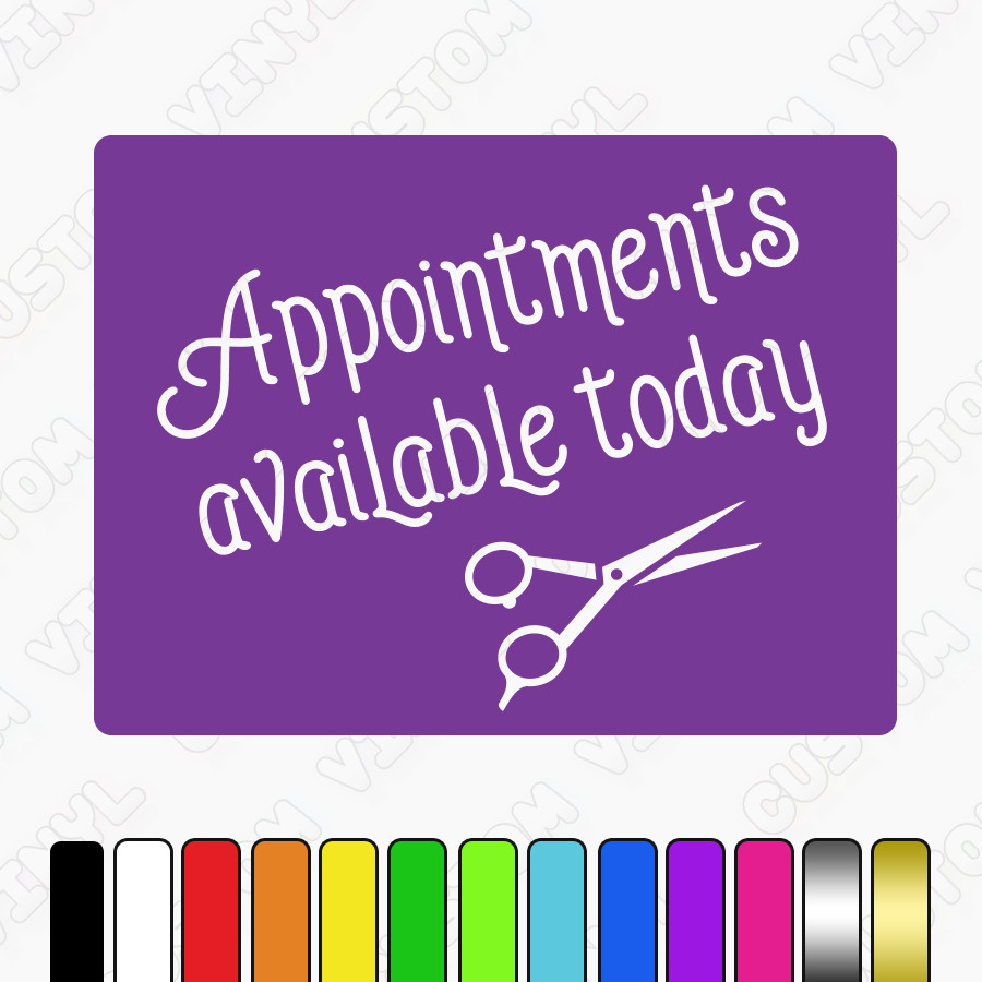 Appointments Available Today hanging plastic sign with nylon rope+suction cup