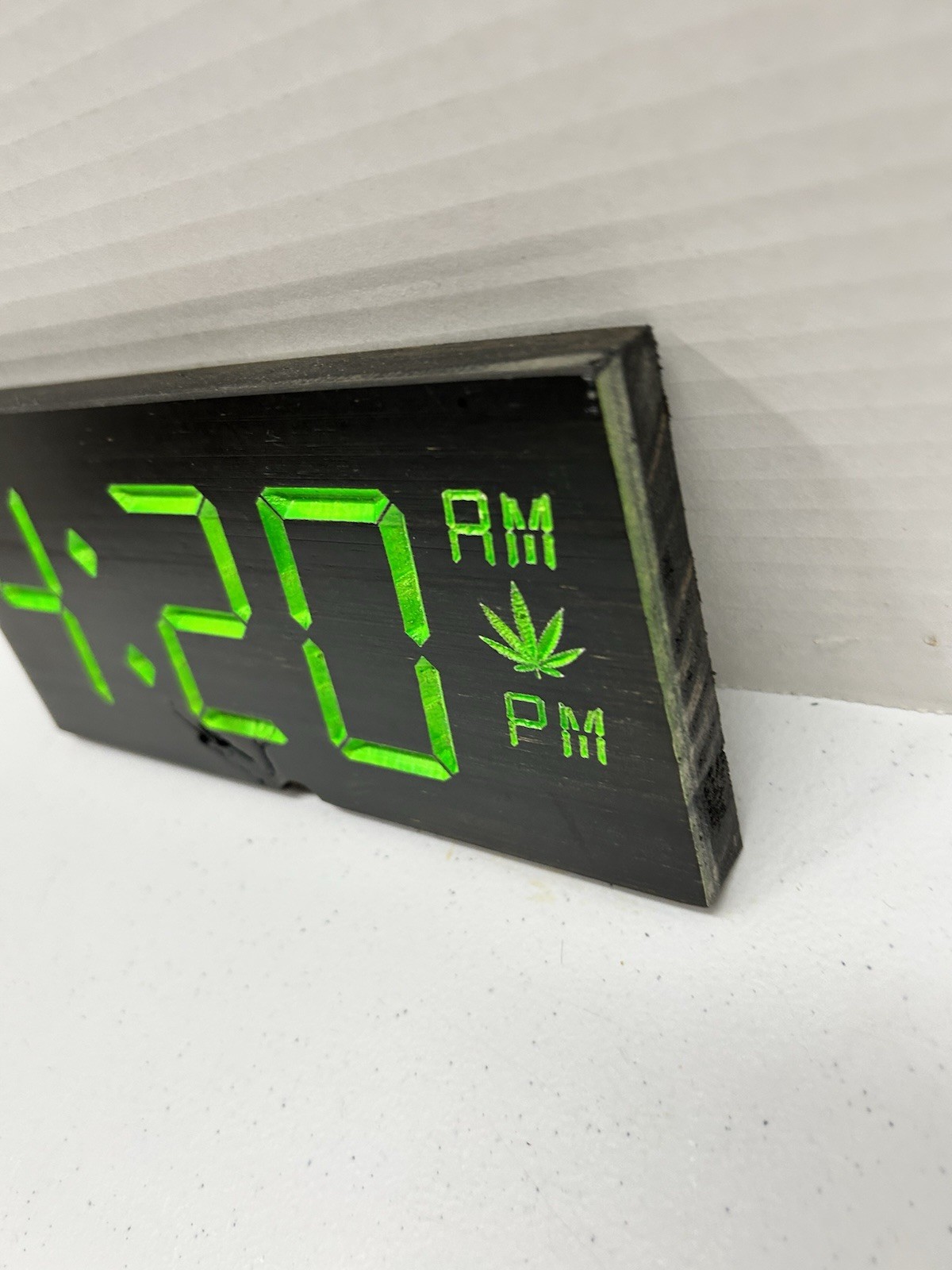 Handcrafted Wooden Time is 420 Faux Digital Clock Marijuana Carved Handmade Sign