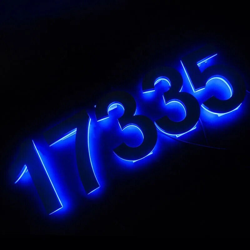 Metal Illuminated LED Lighted Letter Address Plaque House Number Sign Logo