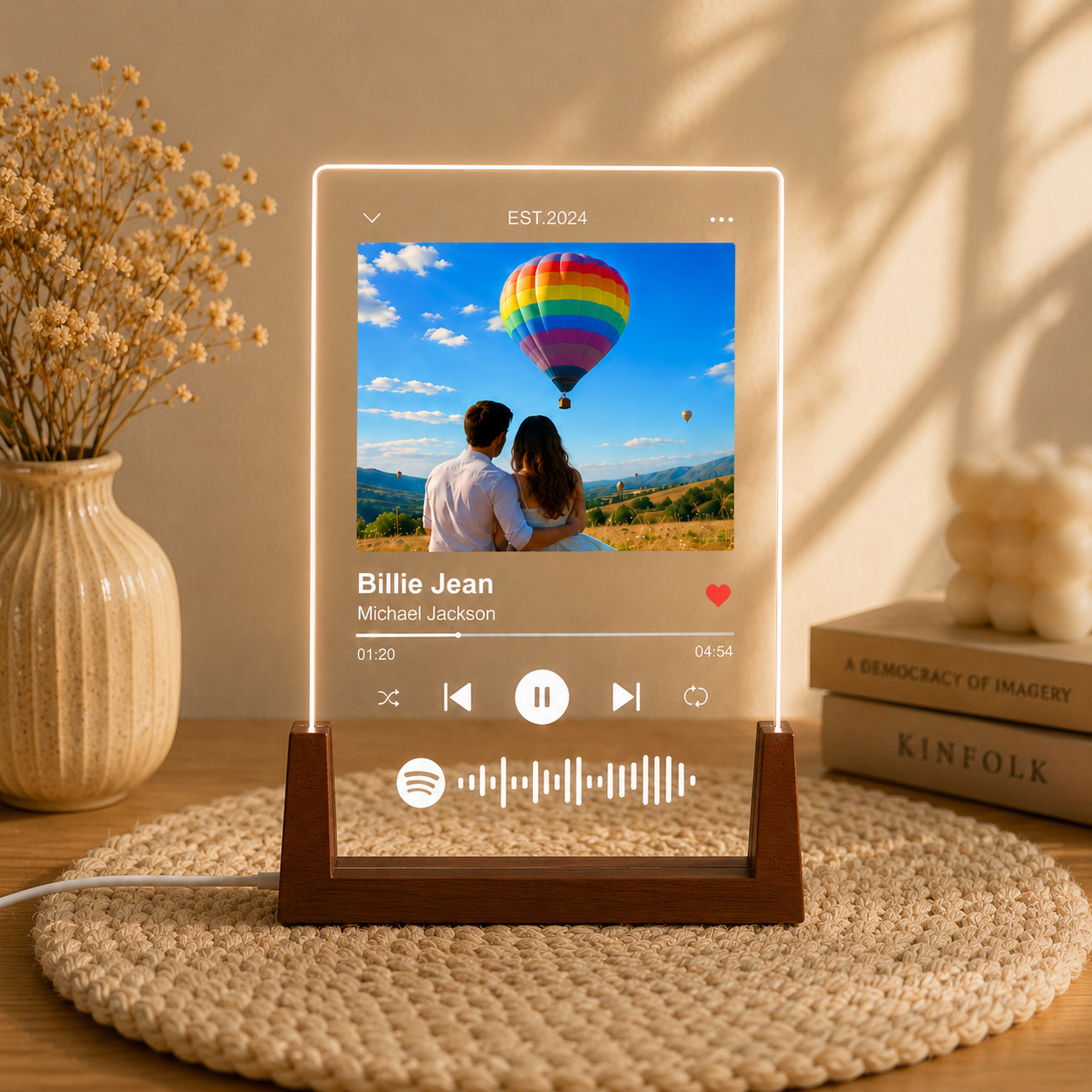Personalized Spotify Song Plaque Custom Photo LED Night Light Music Gift