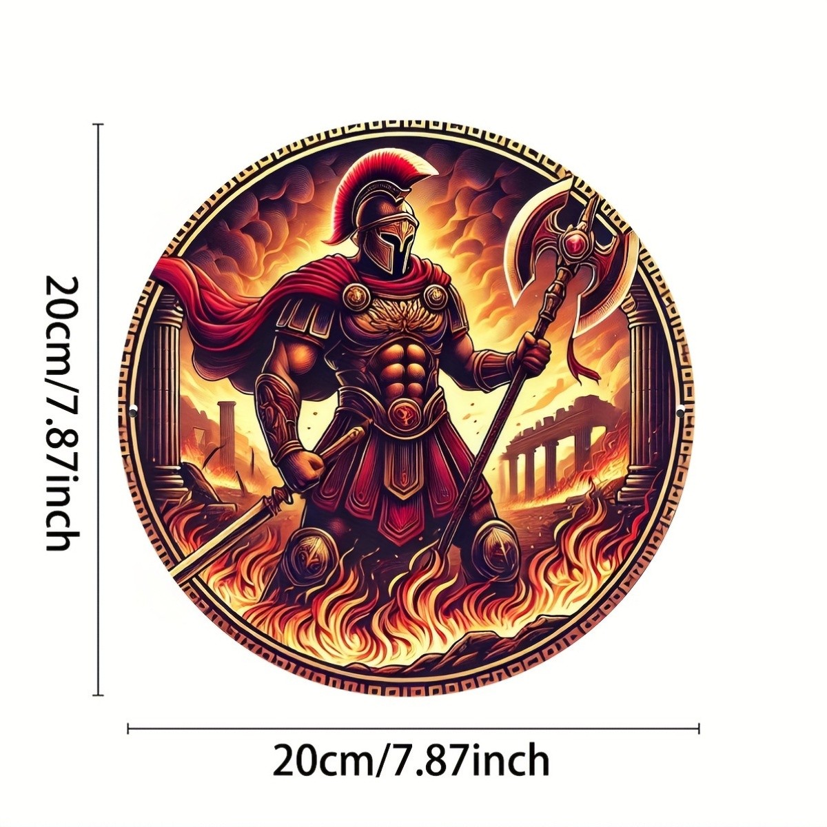 Tin Metal Signs Ares Warrior Aluminum Foil Engraving Art 8×8 inch Mythical Metal
