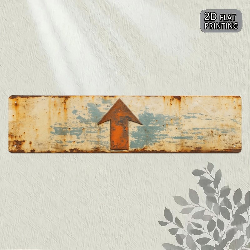 Vintage Rust Upward Orange Arrow Metal Sign Industrial Garage Wall Decoration