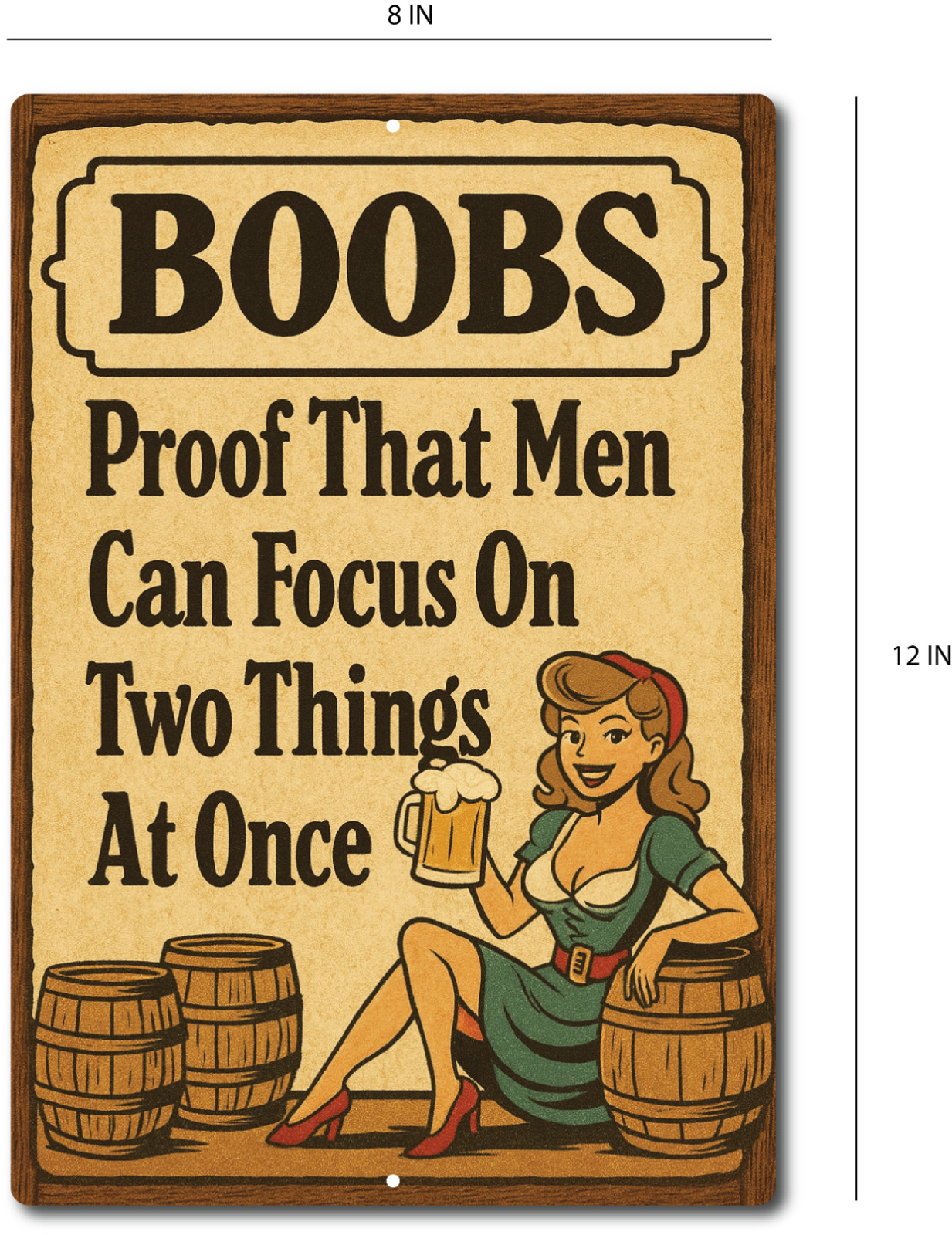 Funny Boobs Beer Tin Sign Retro Pin-Up Bar Pub Man Cave Wall Decor Metal Sign