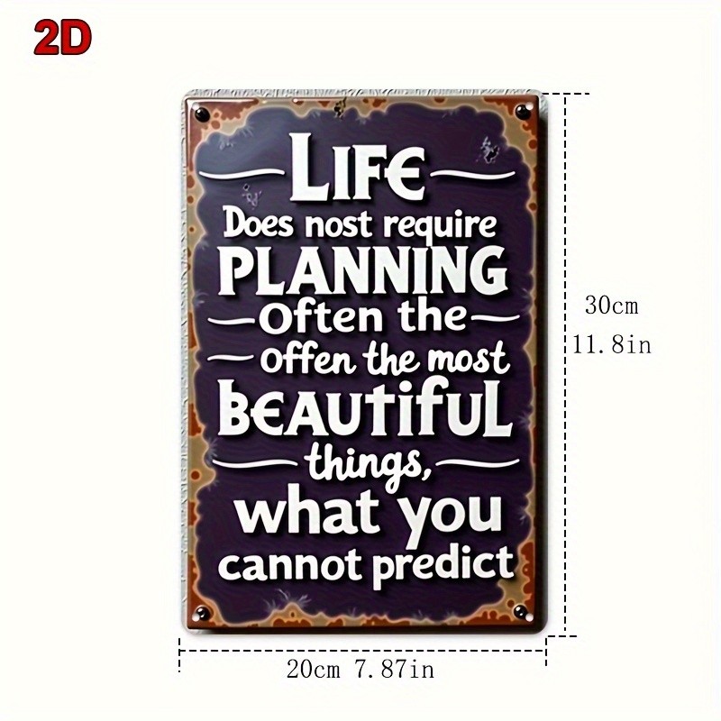 Purple Vintage Life Quote Metal Sign Farmhouse Living Room Entry Home Wall Decor