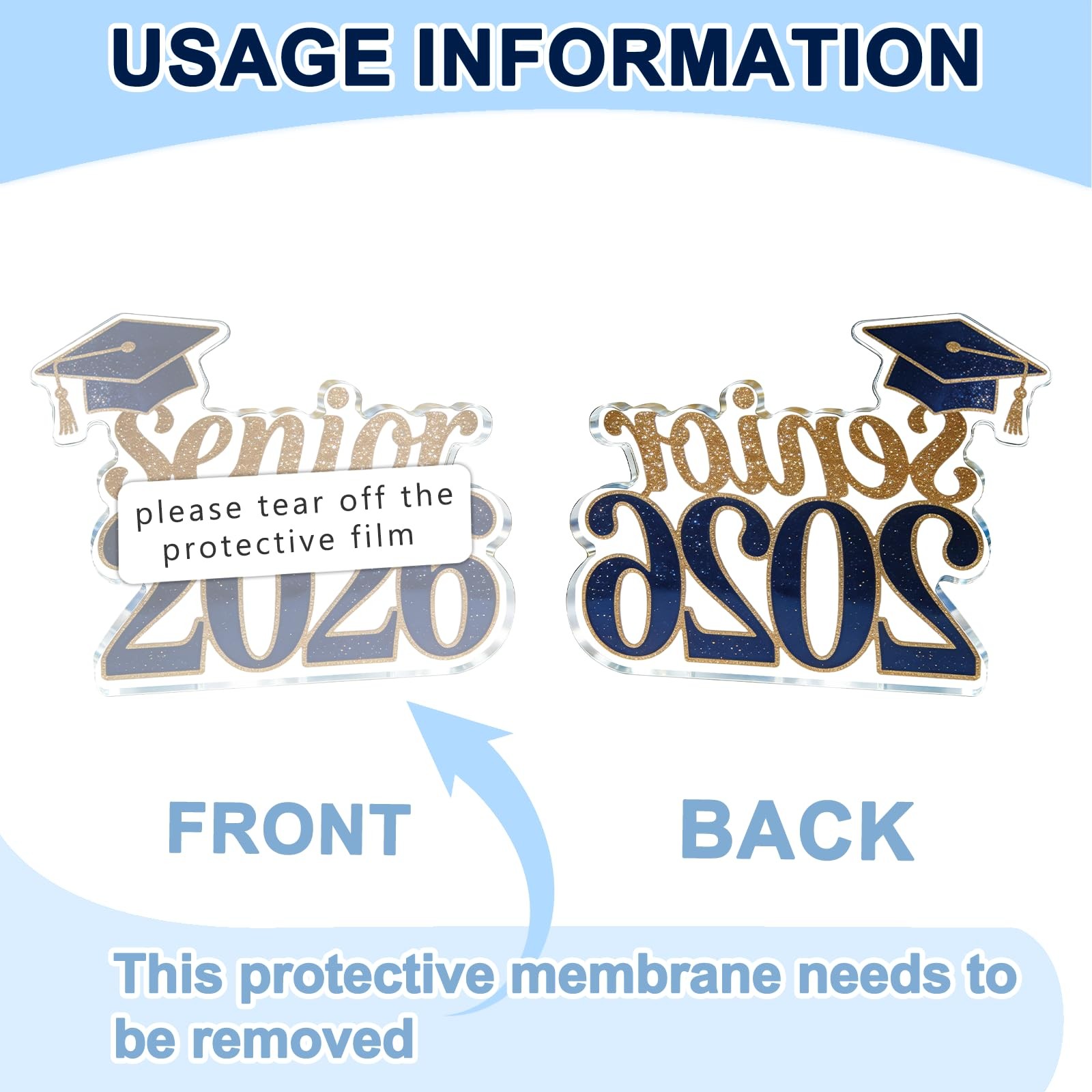 Senior 2026 Acrylic Graduation Signs Grad Photo Props Class of 2026 Table Decora