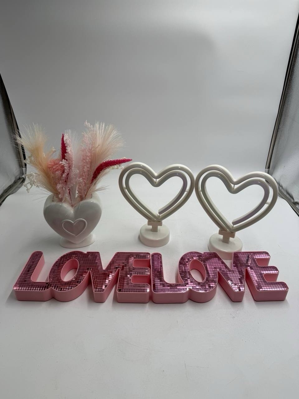 LED Heart Light Decor Set LOVE Sign Vase Valentine Romantic Lot