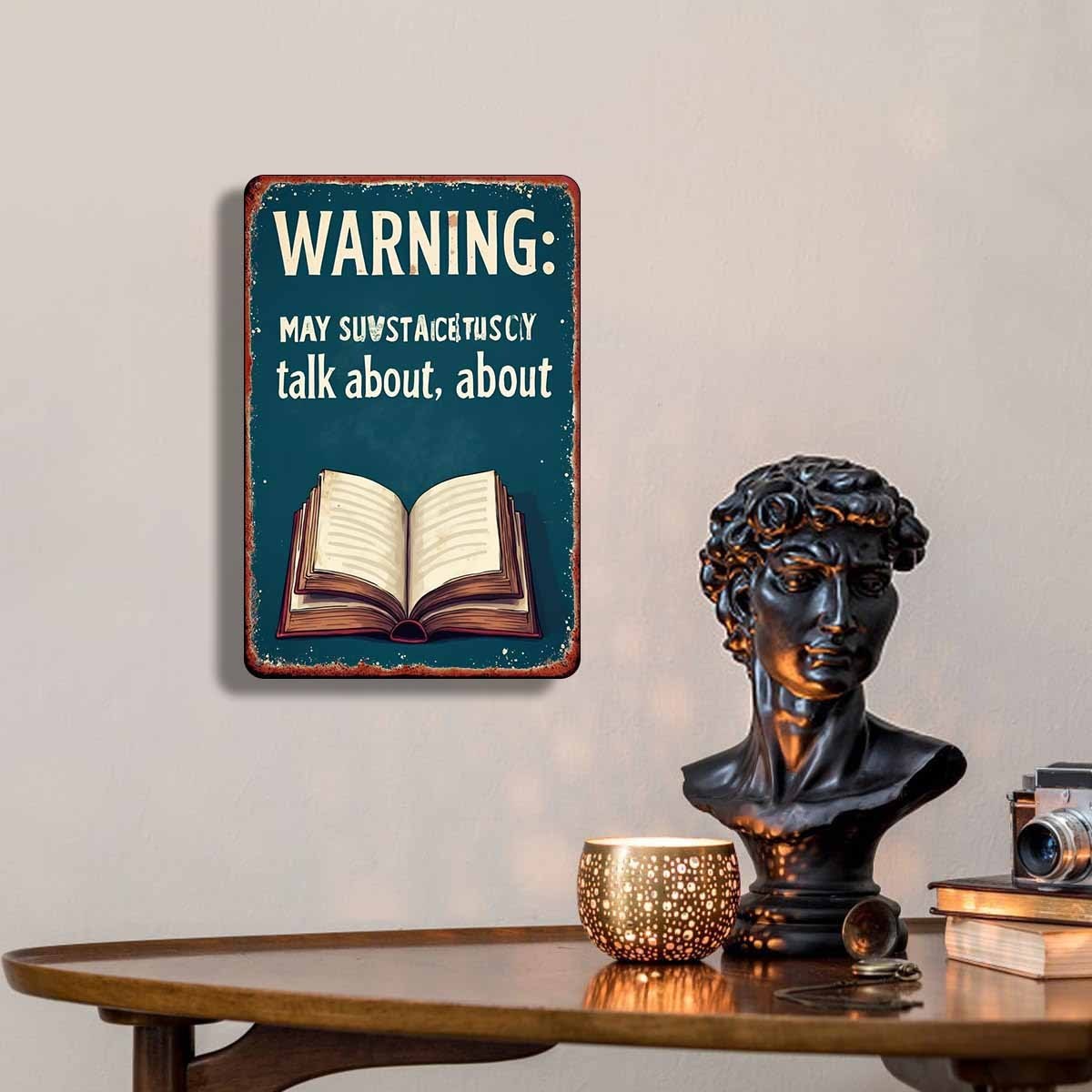 Vintage Book Warning Sign Rustic Iron Wall Plaque