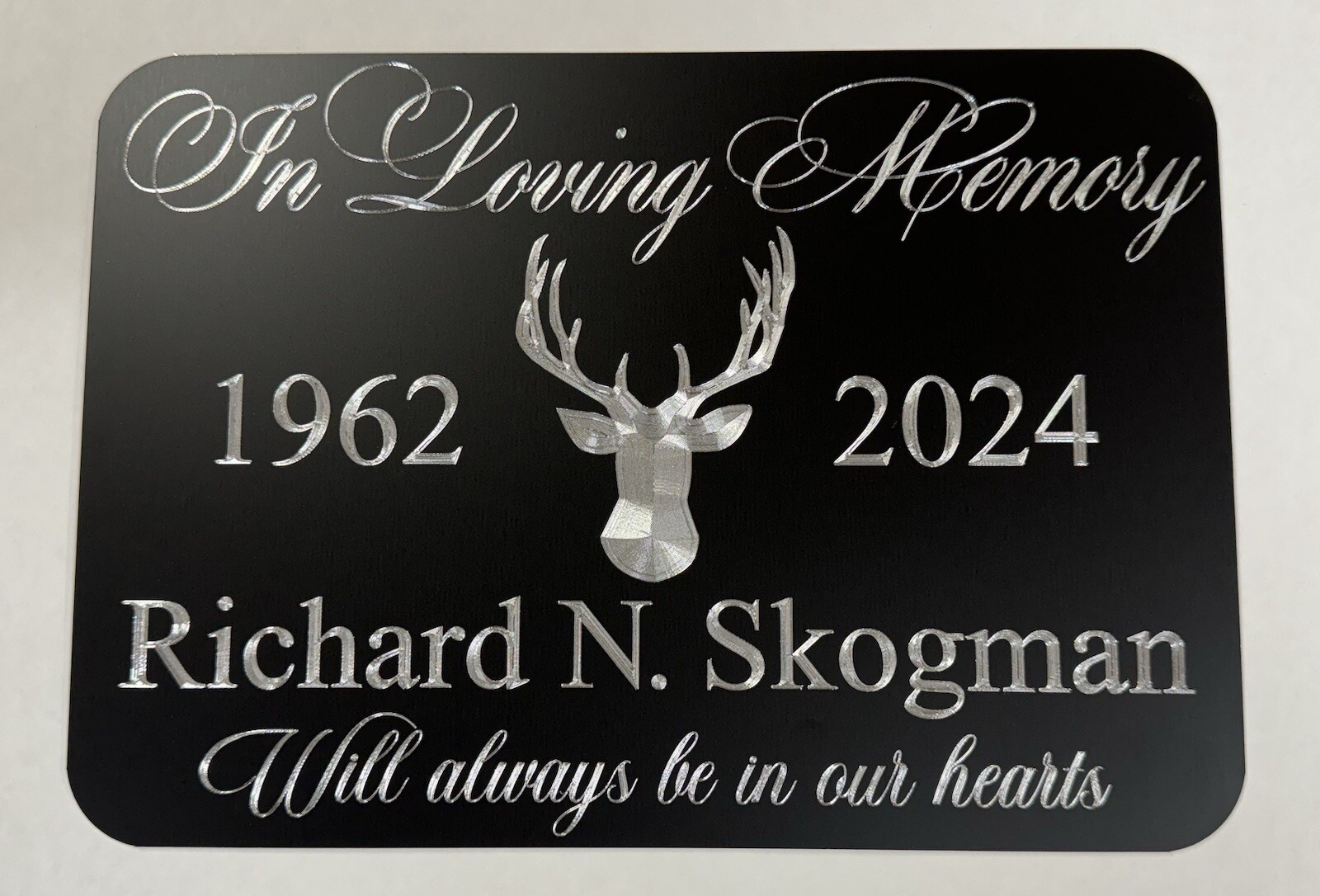 Memorial Grave Marker Sign Custom Diamond Etched Engraved on Aluminum Metal 10×7