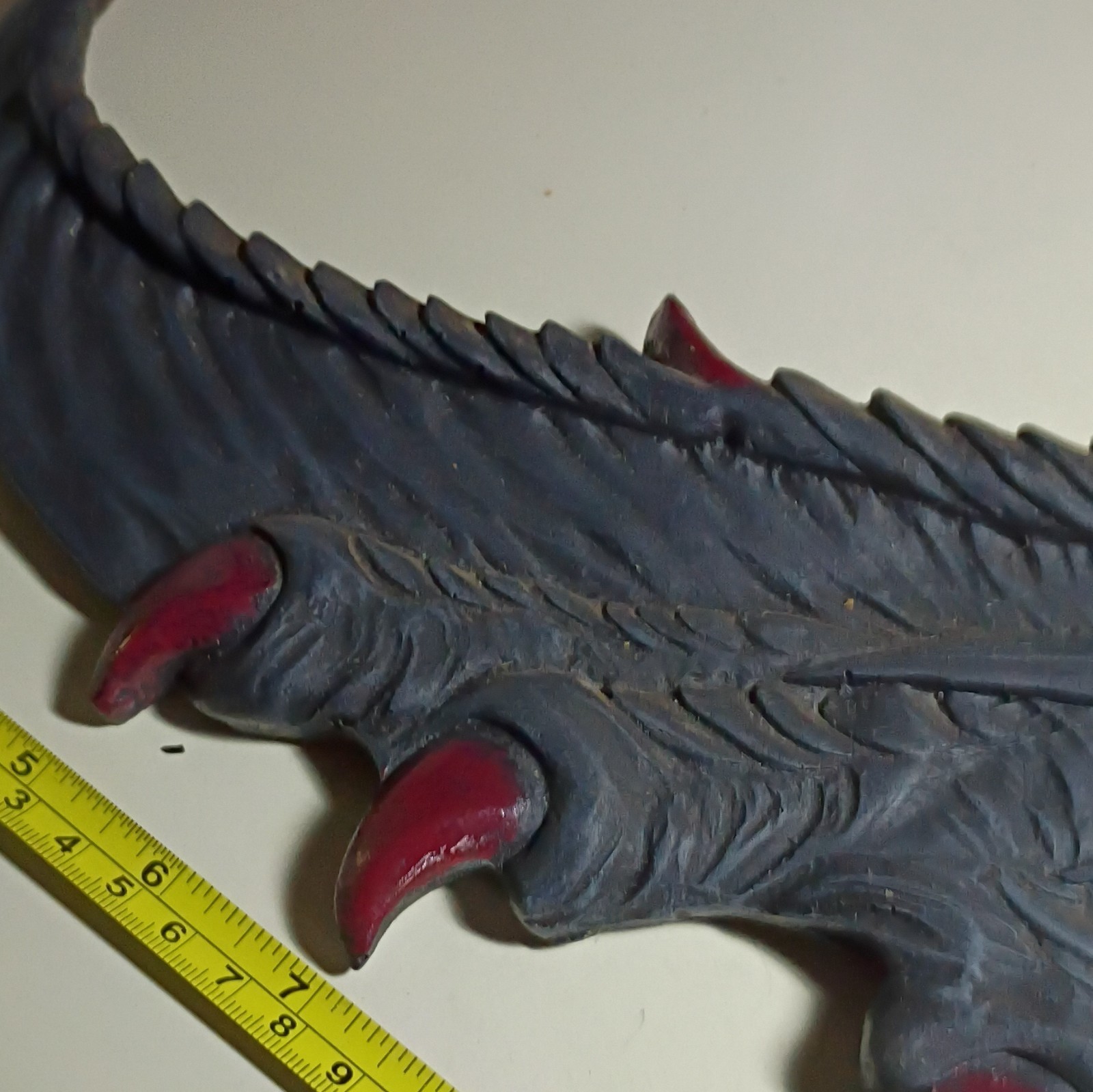 Gray Resin Dragon Wall Plaque 3D Effect 35 in Red Eyes & Claws Horizontal