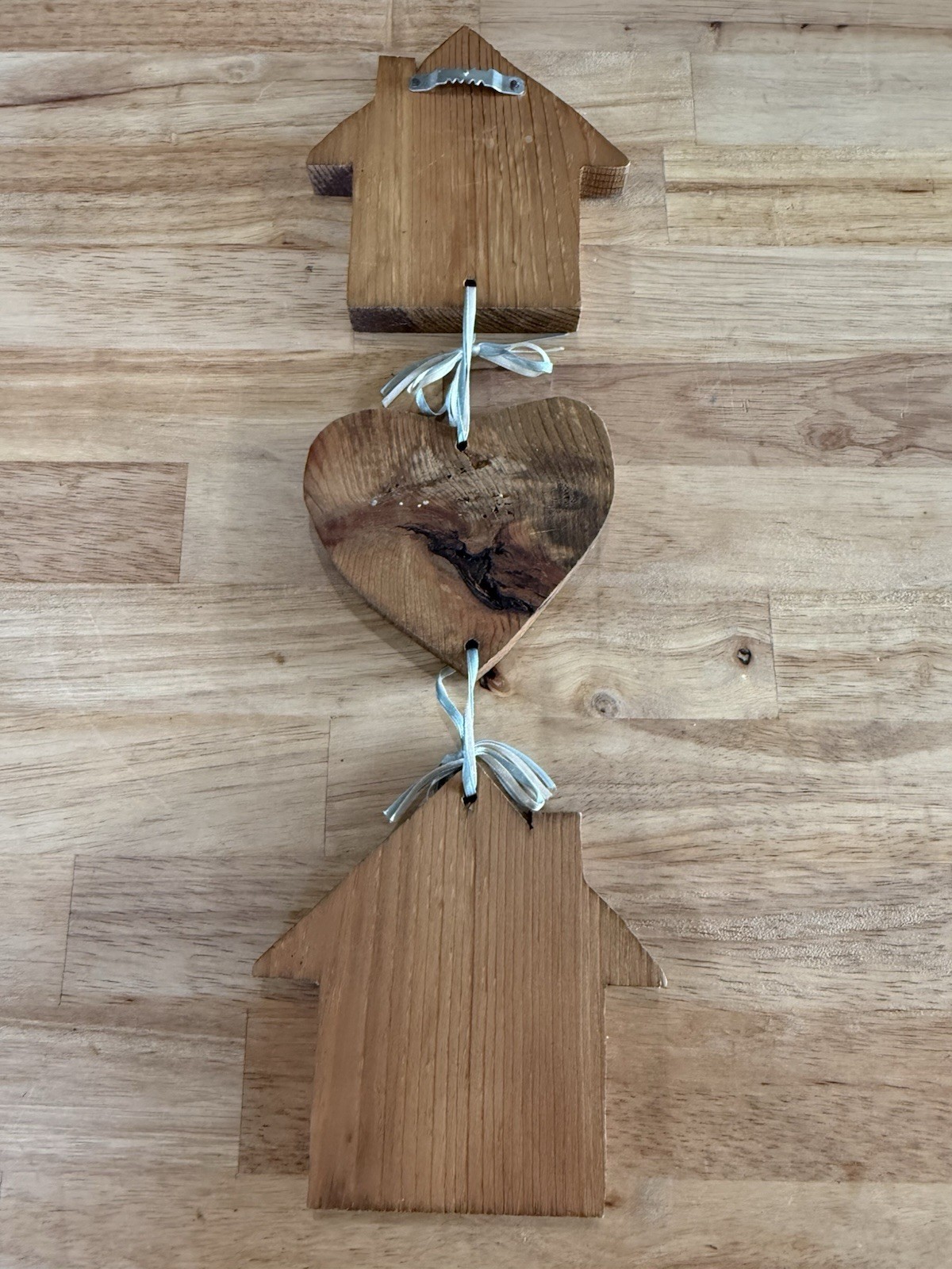 VTG Home Sweet Home 3 Pcs Wooden Wall Decor Houses Heart Rustic Country 1980s