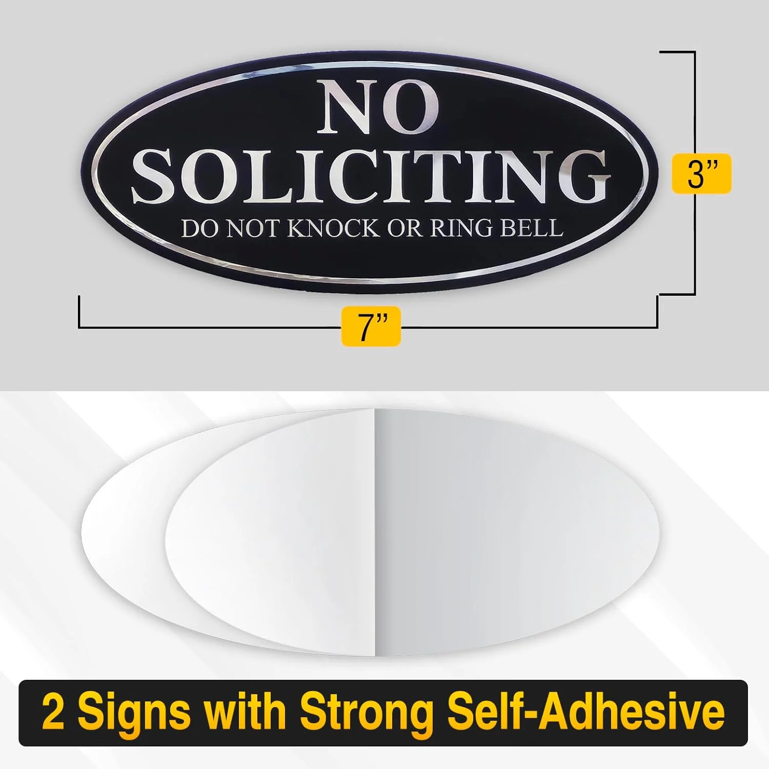 2PC No Soliciting Do Not Knock Or Ring Bell Sign, 7 x 3 Inches – Aluminum – No S