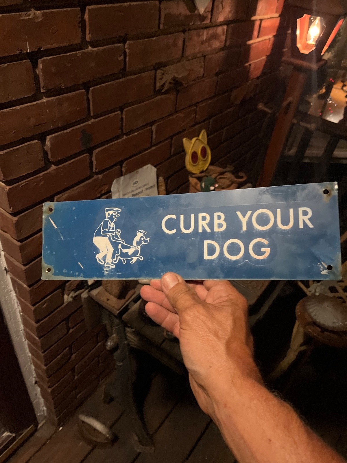 unique, rare, please curb your dog metal sign, cool graphic
