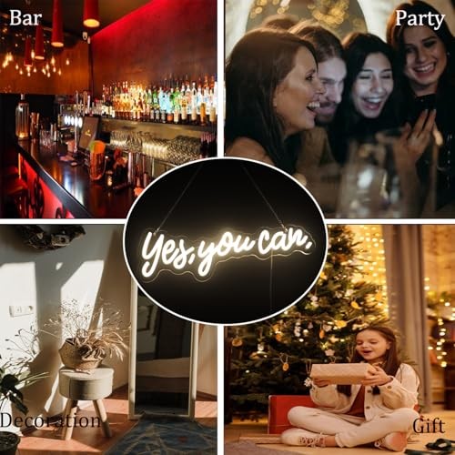 “Yes, You Can” LED Neon Sign Words Light Up Signs for Room Wall Art yes youcanW
