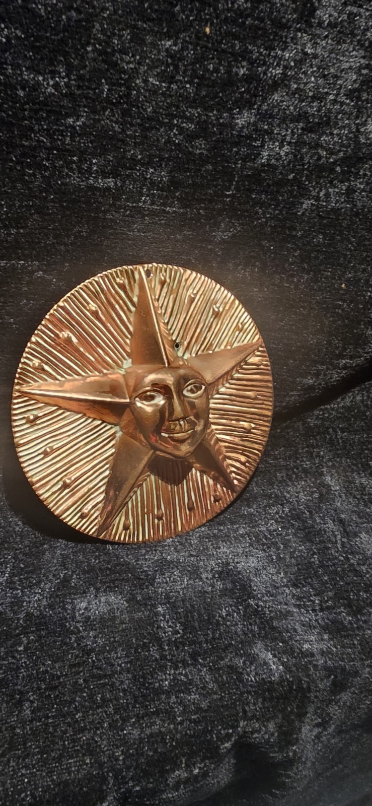 Vintage Copper Dimensional Star Smiling Sun Home Decor 3 In Diameter