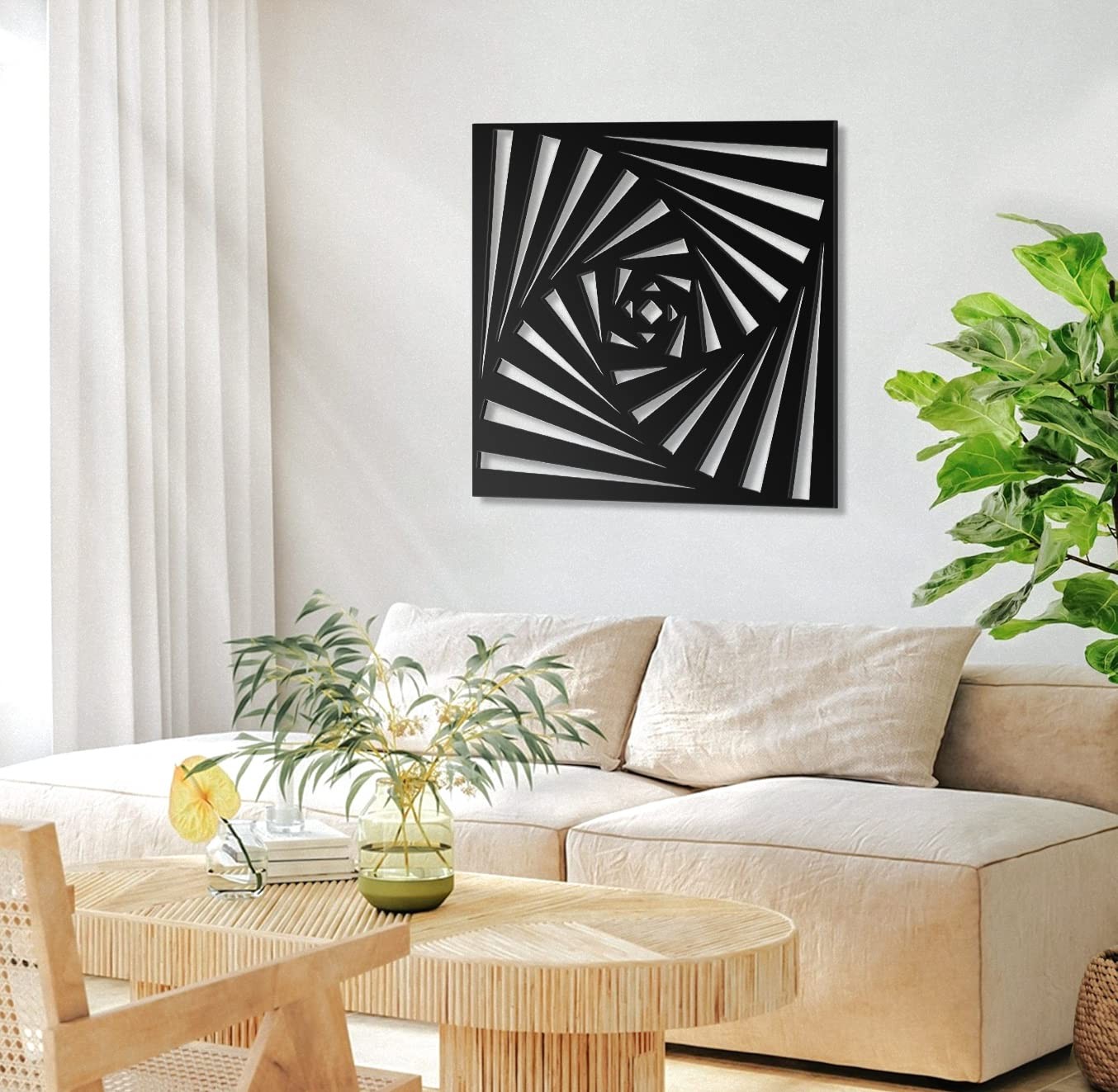 18in Large Abstract Black Wall Art Minimalist Geometric Wall Decor Modern Wall A
