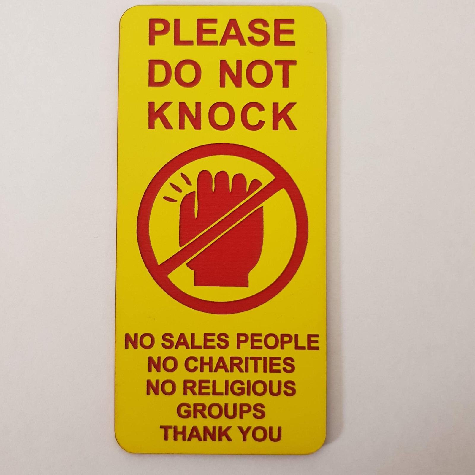 Please Do Not Knock Sign Plaque No Sales People Charities Religious Groups