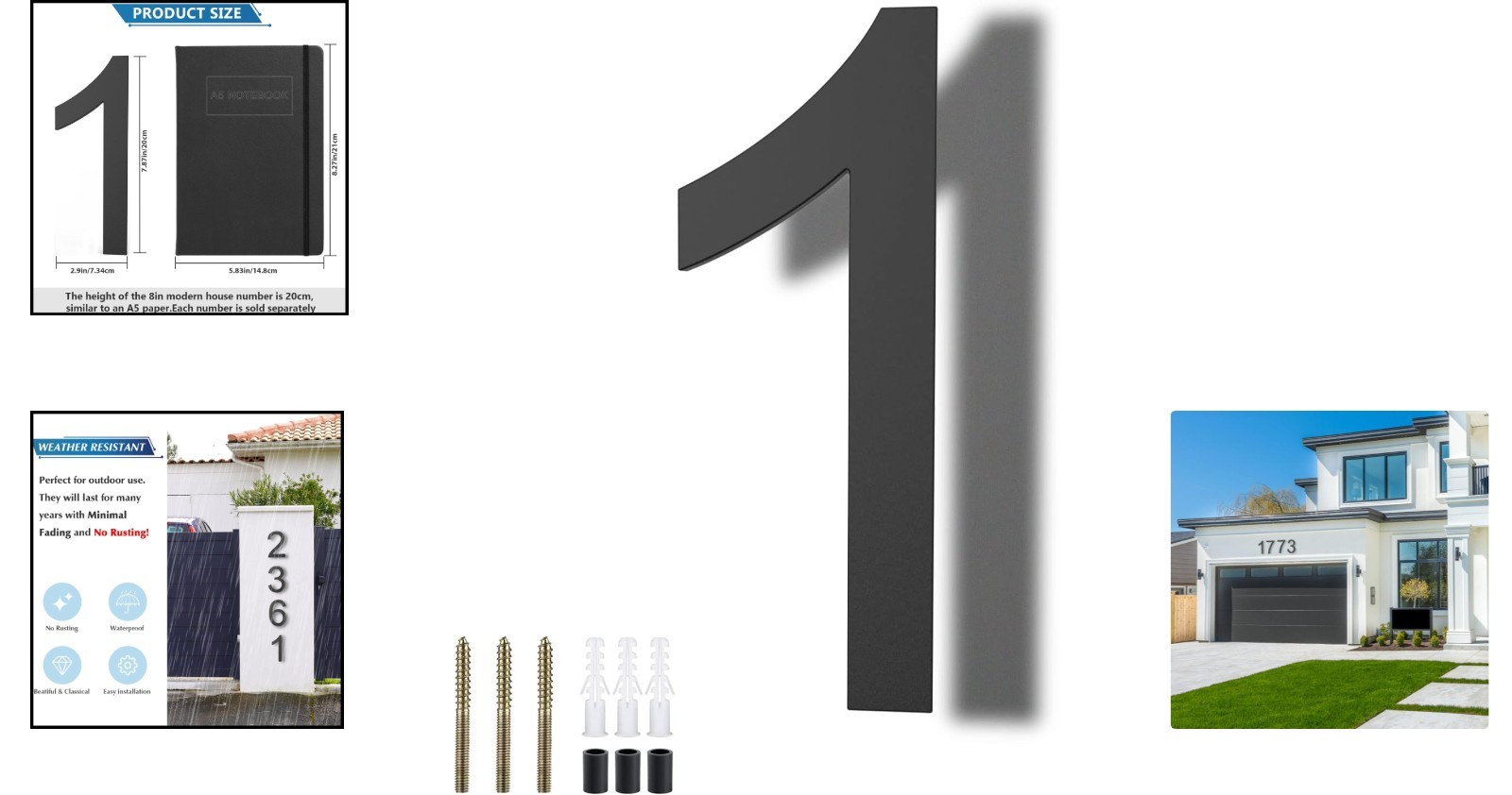 Contemporary 8-Inch Floating House Number – Weather-Resistant Acrylic Decor