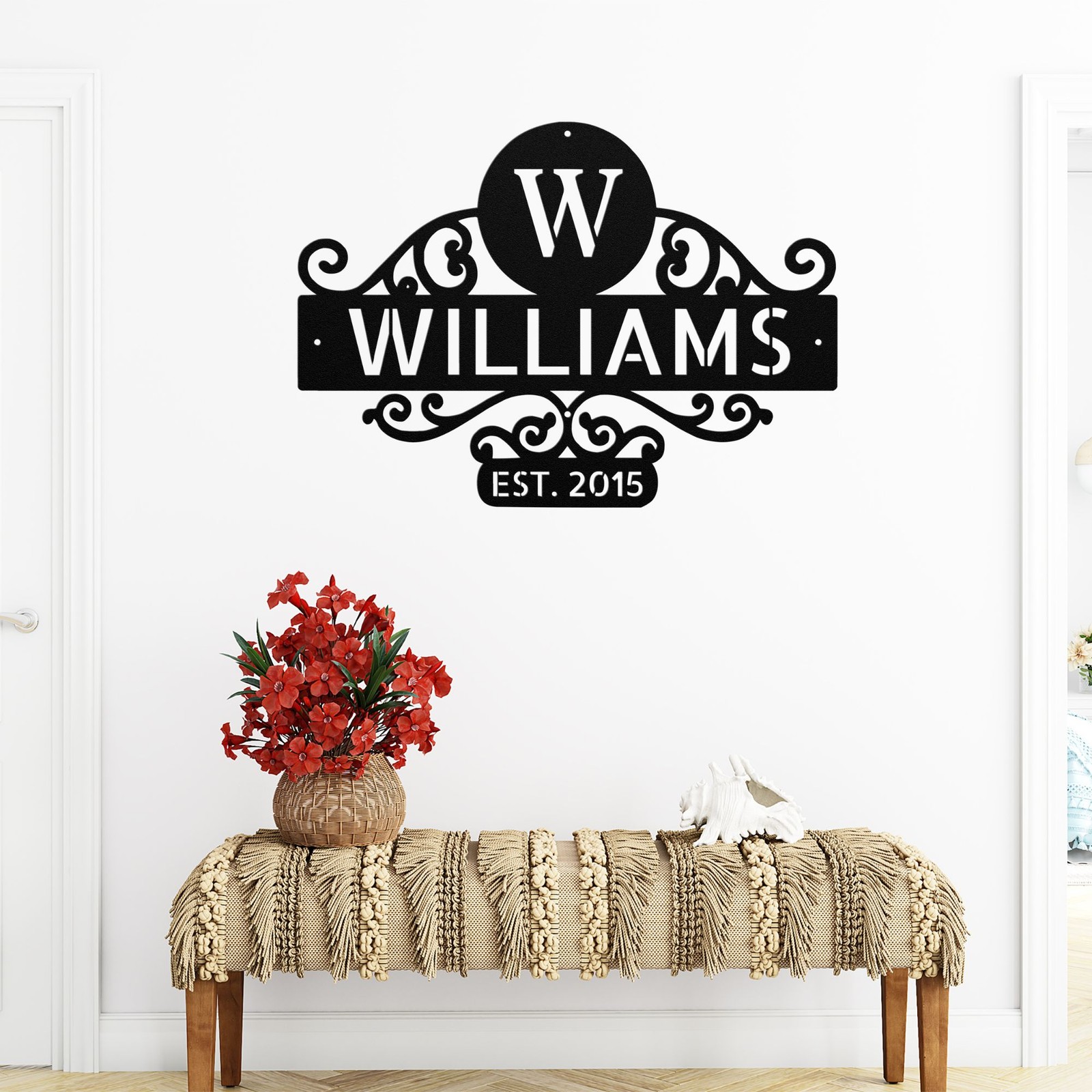 Custom Family Name Metal Sign Personalized Welcome Sign with Number and Monogram