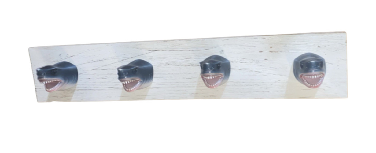 Shark Hooks Wall Decor Wood Sign 23 in. x 4.5 in. Sea Life
