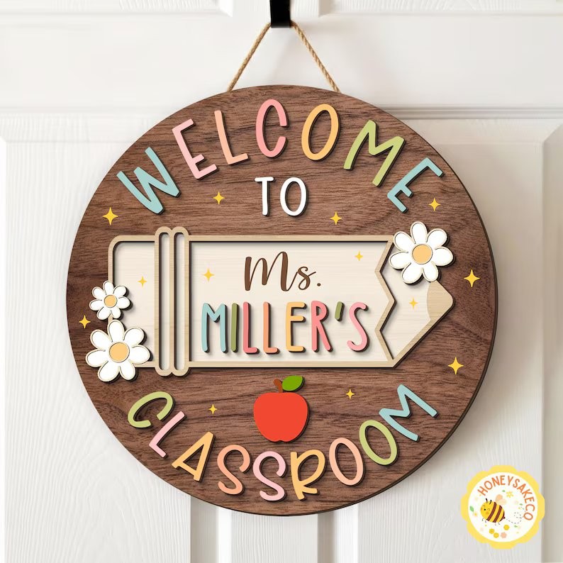 Personalized 3D Teacher Name Door Sign, Teacher Appreciation Classroom Decor