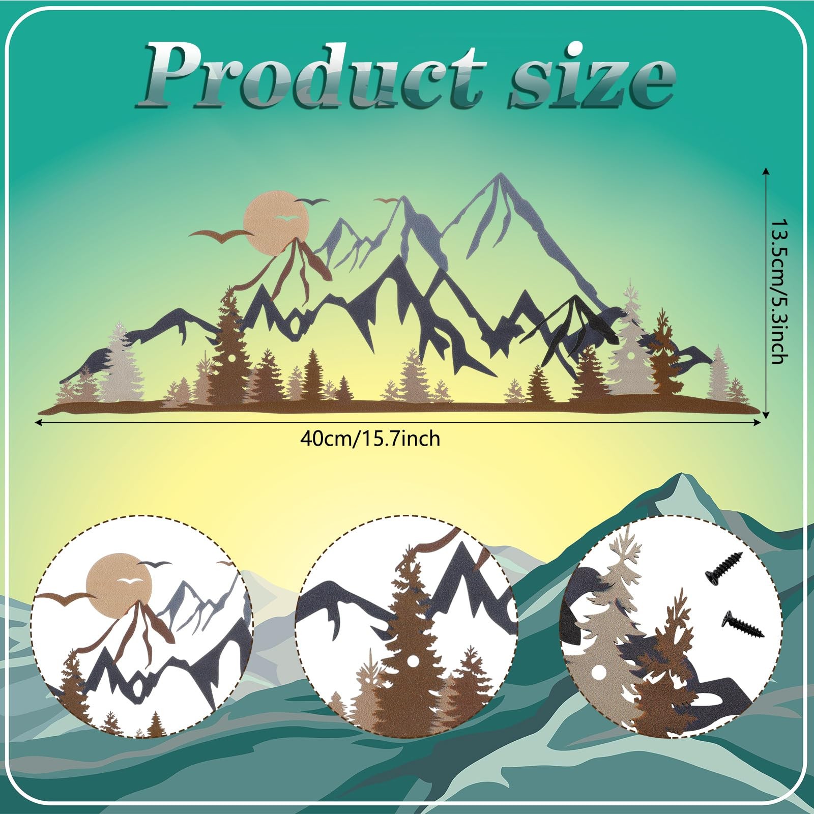 Metal Mountain Wall Art Blue Ridge Mountain Wall Decor Nature Forest Tree Sti…