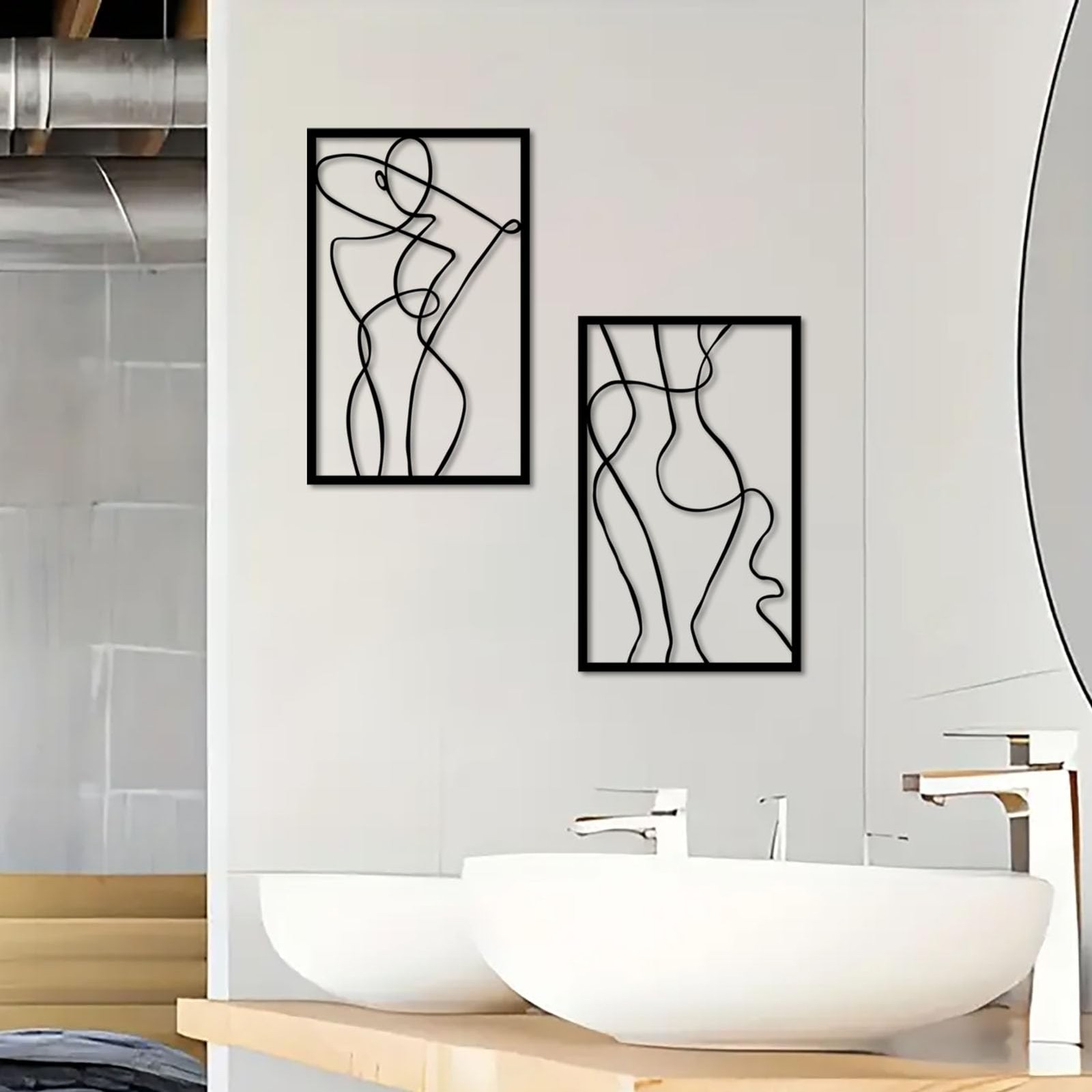 3 PCS Black Metal Wall Art Woman Abstract Female Hanging Decor 15.7×9.8
