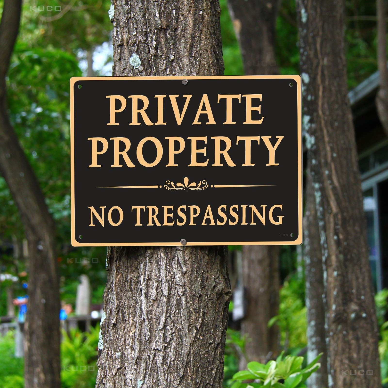 4 Pack Large Private Property No Trespassing Signs, 10″x14″, UV Ink Printing,…