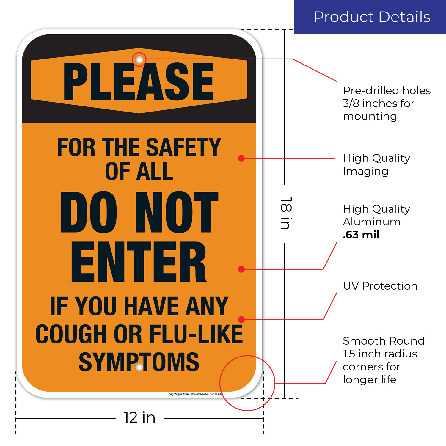 Social Distancing Sign, Do Not Enter If You Have Any Symptoms Sign,