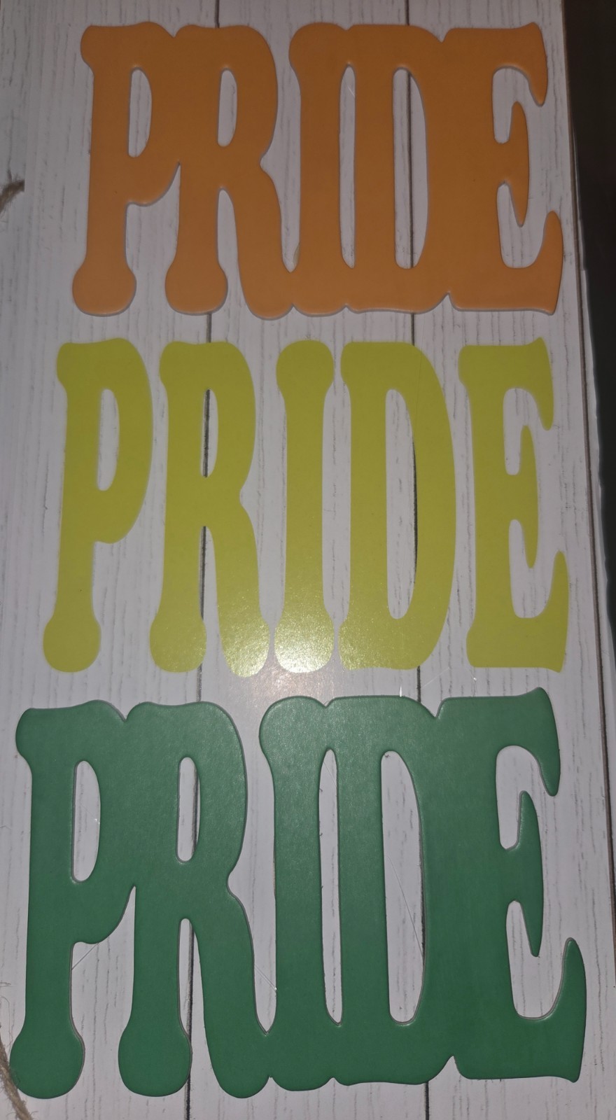 Pride sign to hang anywhere. Decoration for home or office.