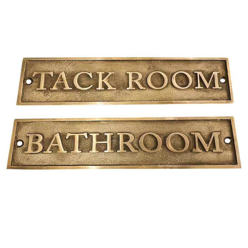 BATHROOM Brass door signs & plaques – Custom language plaques – Custom size