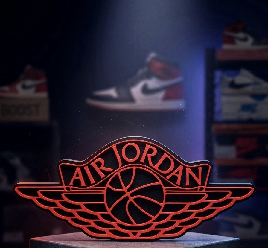 Air Jordan Wings Logo Sign 3D Wall Art Decor Man Cave Sneaker Head Black Red