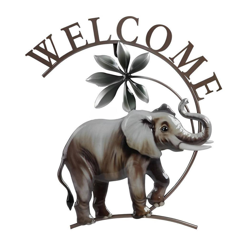 14 In. W Elephant Welcome Wall Plaque Decor