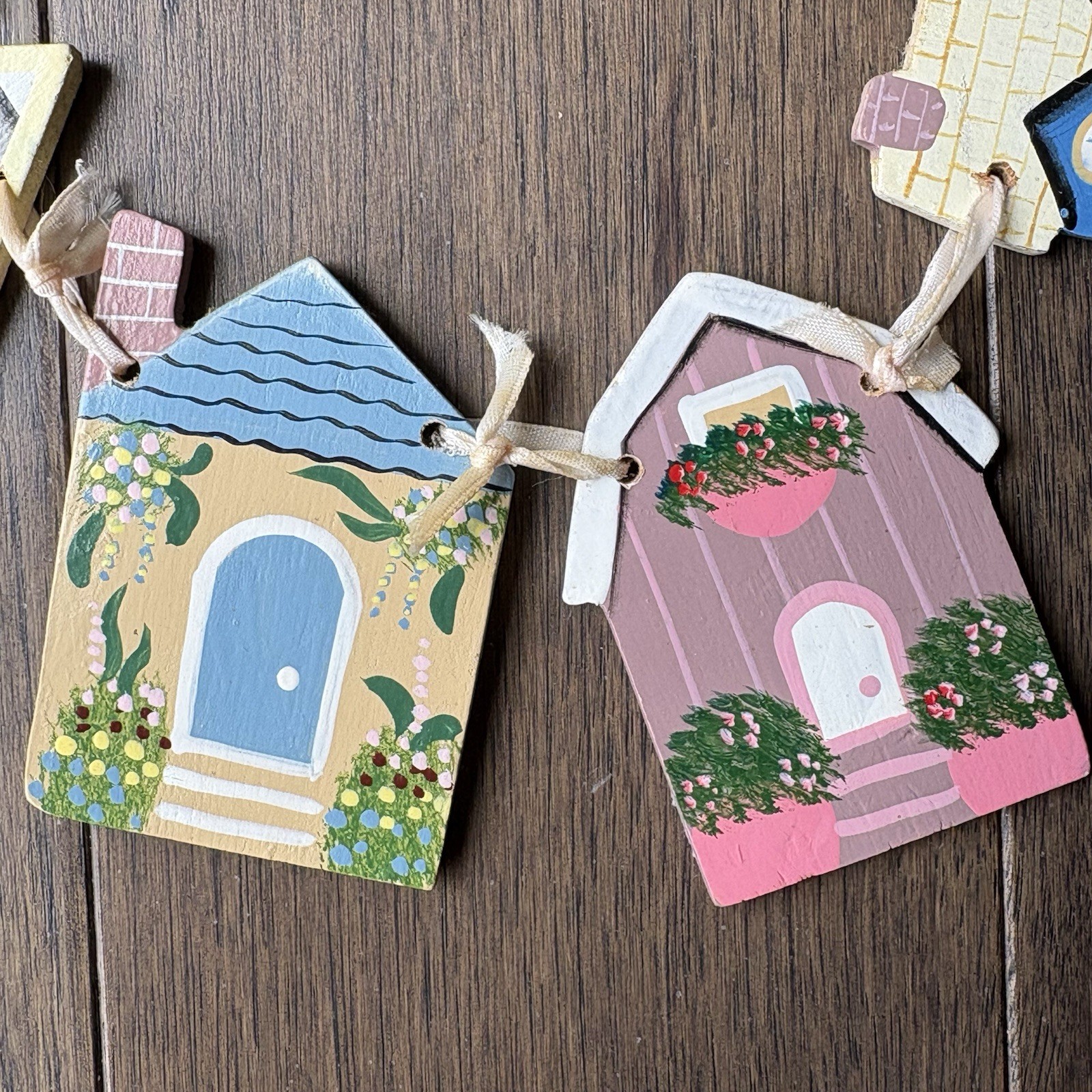 Wooden Clothesline House Decor Garland Folk Art Cottagecore