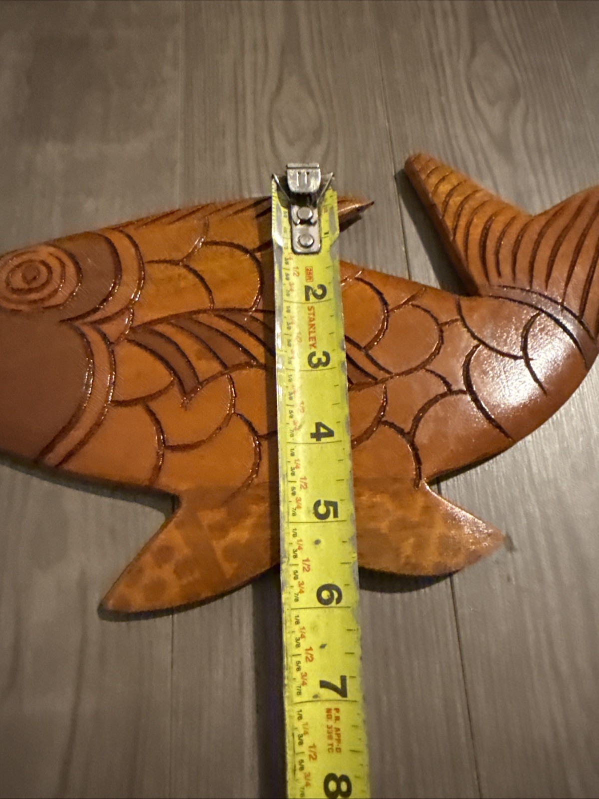 Vintage Hand Carved Lightweight Wooden Fish Hanging Folk Art Decoration For Wall