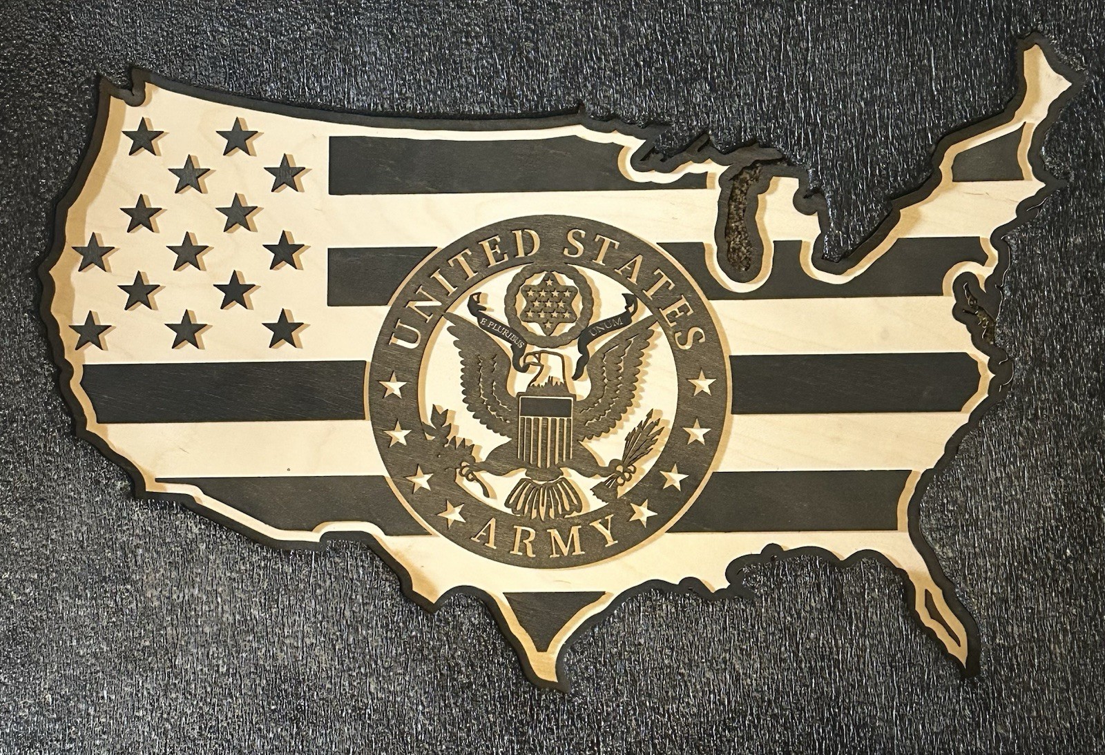 Country Rebel US Army Wood Wall Art USA Flag Map Laser Etched Official Licensed