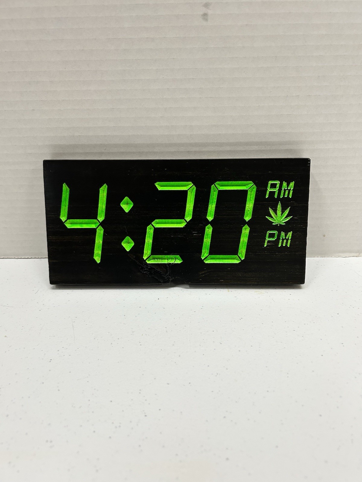 Handcrafted Wooden Time is 420 Faux Digital Clock Marijuana Carved Handmade Sign