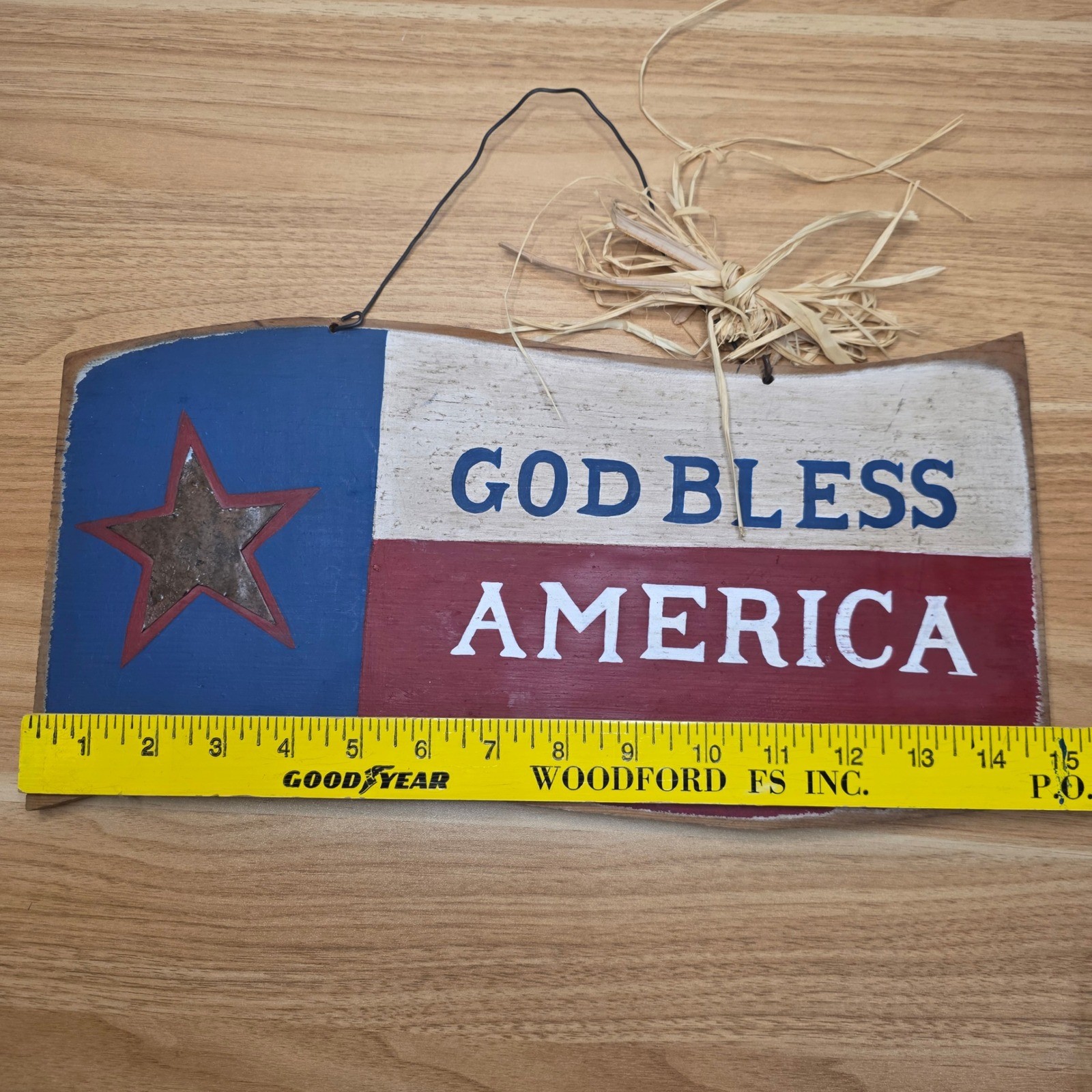 Rustic God Bless America Wood Sign Flag Patriotic Home Decor