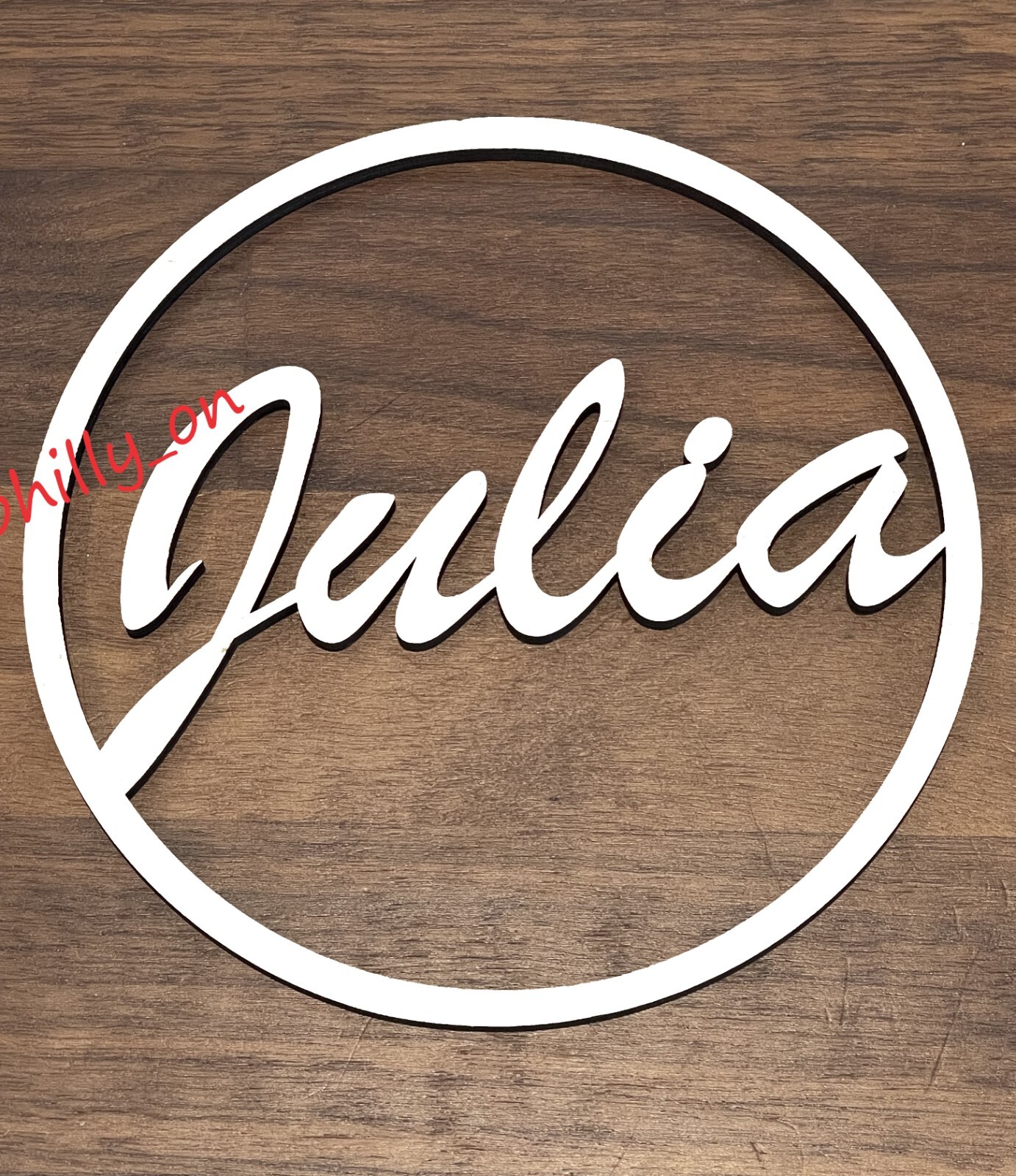 CUSTOM Wooden Circle Loop Plaque Personalized Name Hoop Wreath MANY COLORS