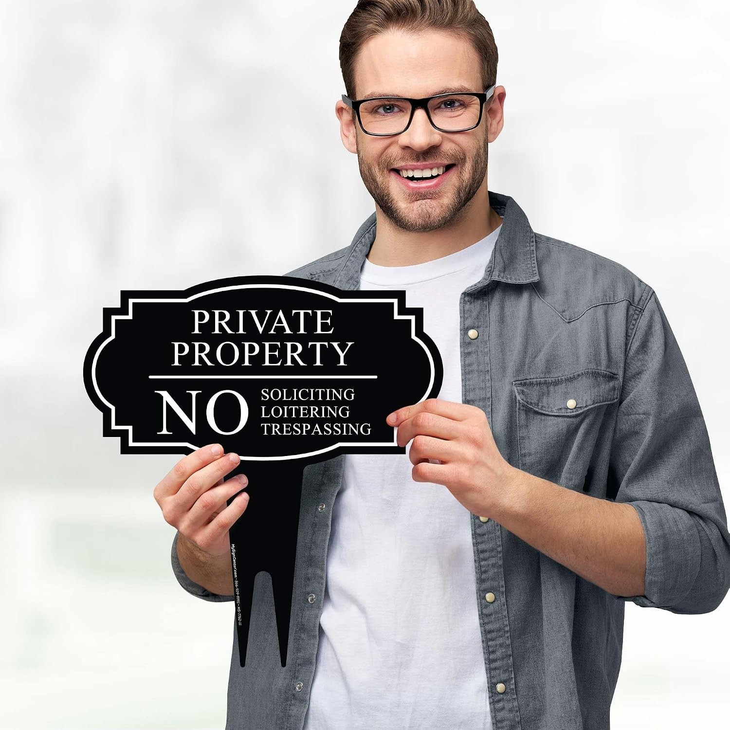 Private Property Sign, No Soliciting Liotering Trespassing Sign 11×11 Inches