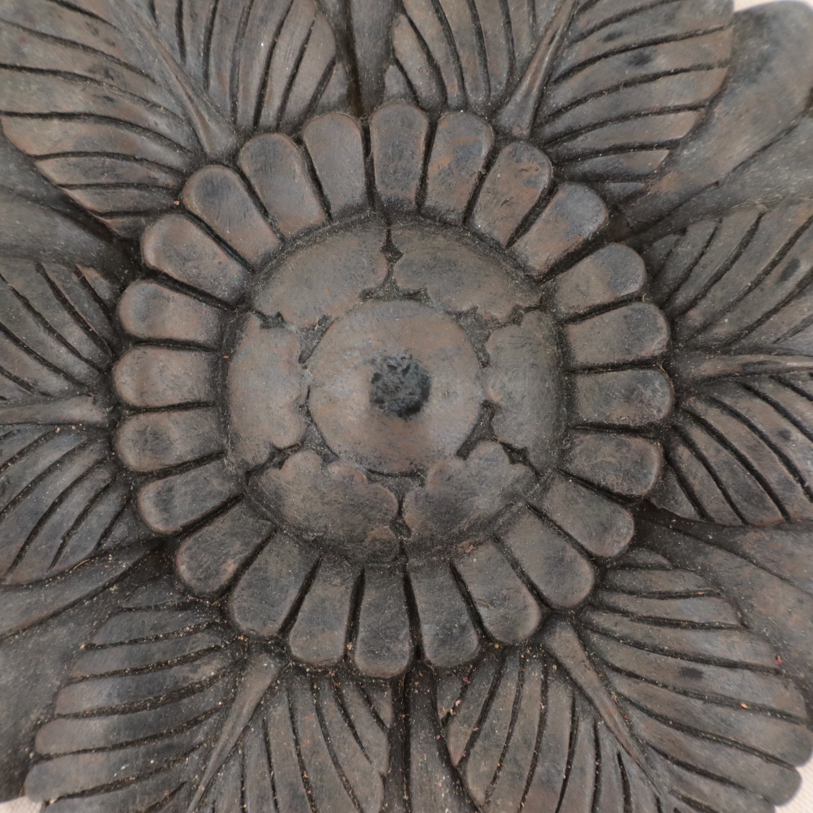 Neoclassical Floral Rosette Wall Plaques Set of 2 Black Resin 4in