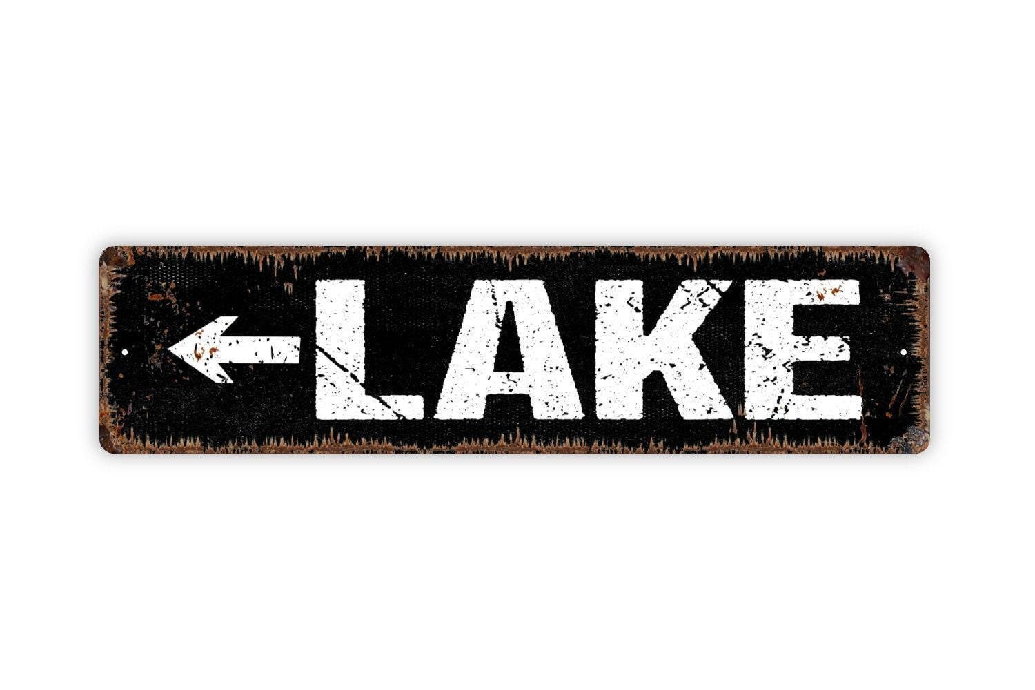 Lake Arrow Sign | Rustic Metal Sign | Left or Right Arrow | Cabin, Dock,