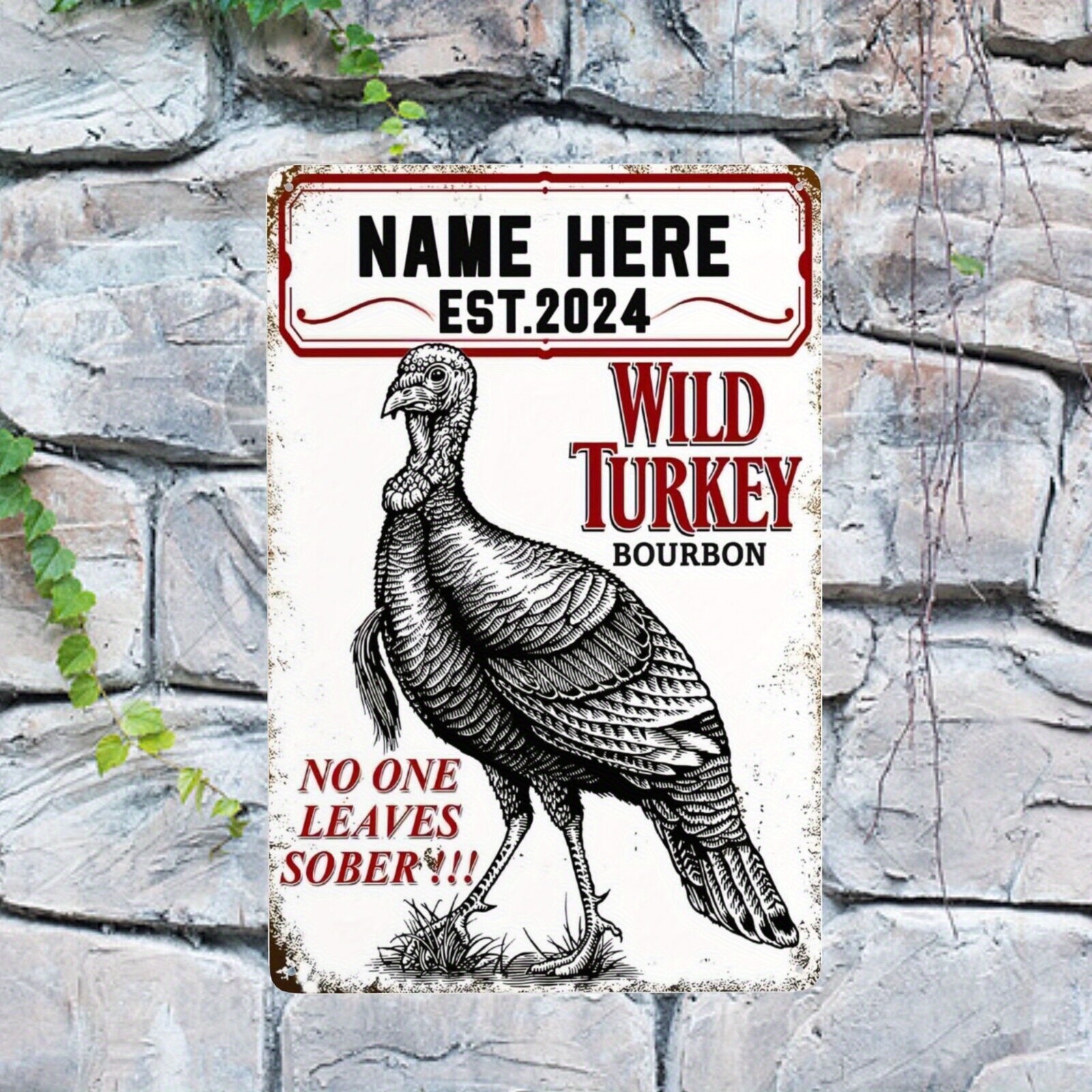 [2D Flat] 1pc Customizable Wild Turkey Tin Metal Signs – 8×12 Inch Rustic-Theme