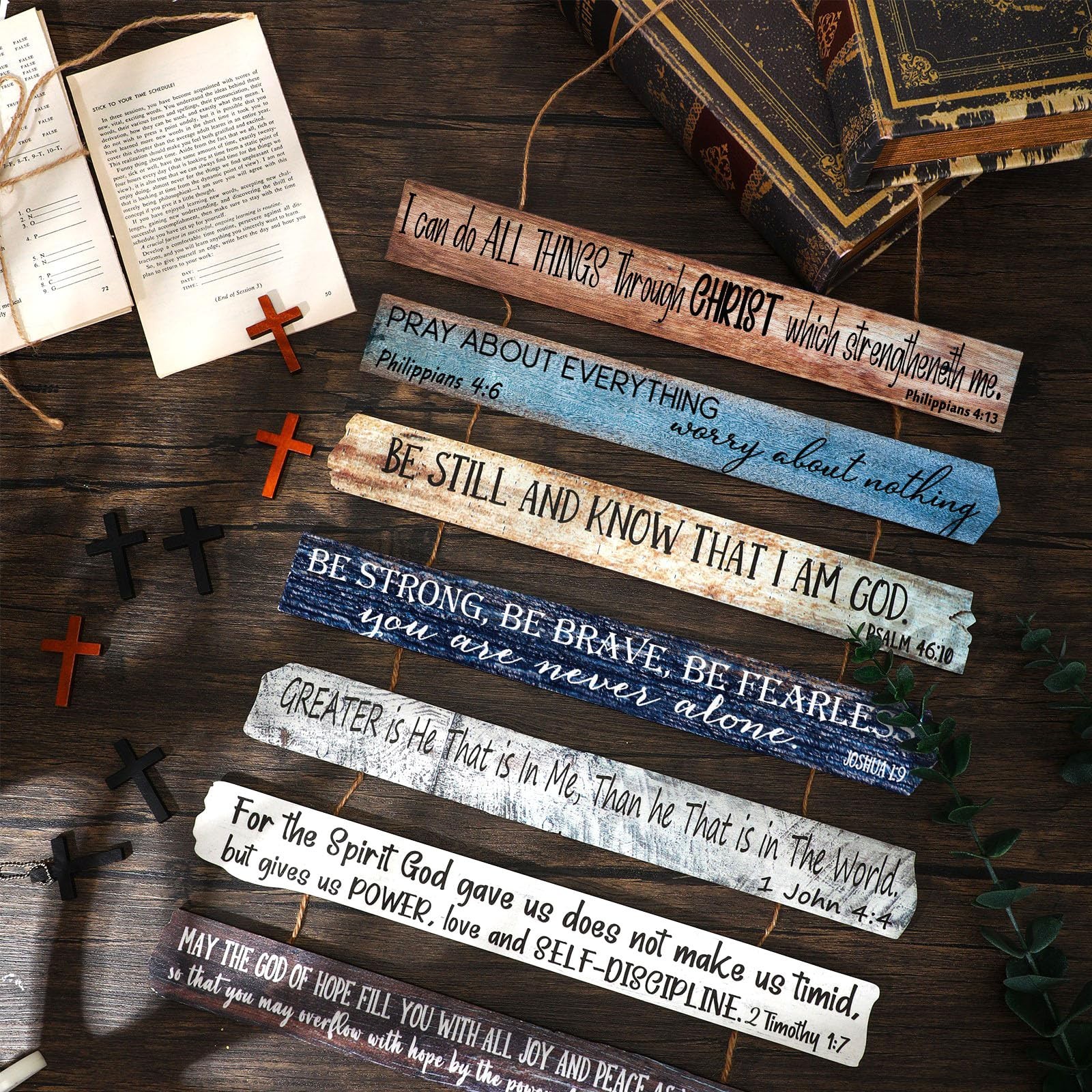 Christian Wall Art Gifts for Men – 7-tier Inspirational Wooden Bible Verses W…
