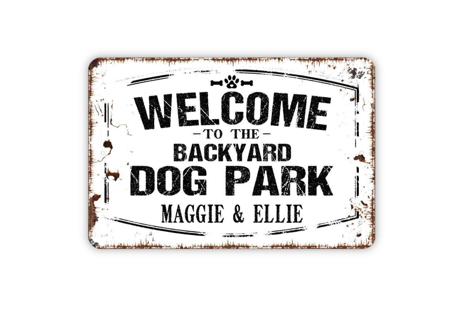Personalized Welcome To The Backyard Dog Park Sign | Custom Dog Lover Yard