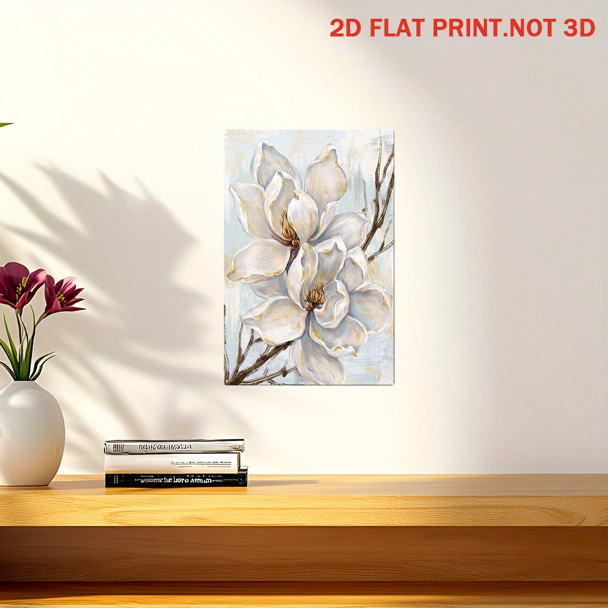 White Magnolia Floral Vintage Metal Sign Elegant Farmhouse Wall Decoration Gift