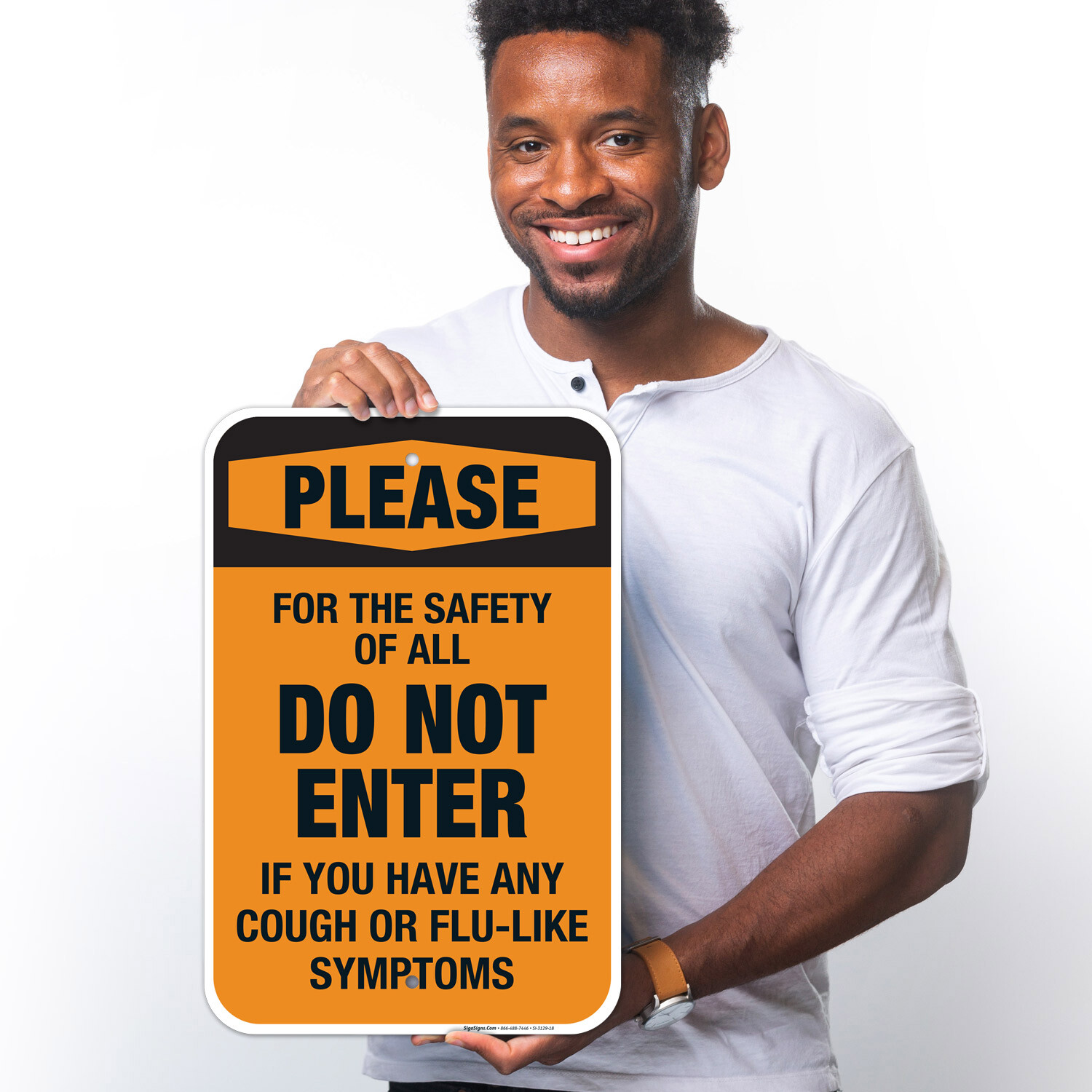 Social Distancing Sign, Do Not Enter If You Have Any Symptoms Sign,