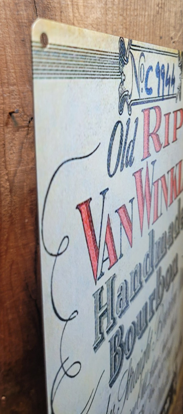 Rip Van Winkle handmade bourbon whiskey label reproduction steel sign bar decor