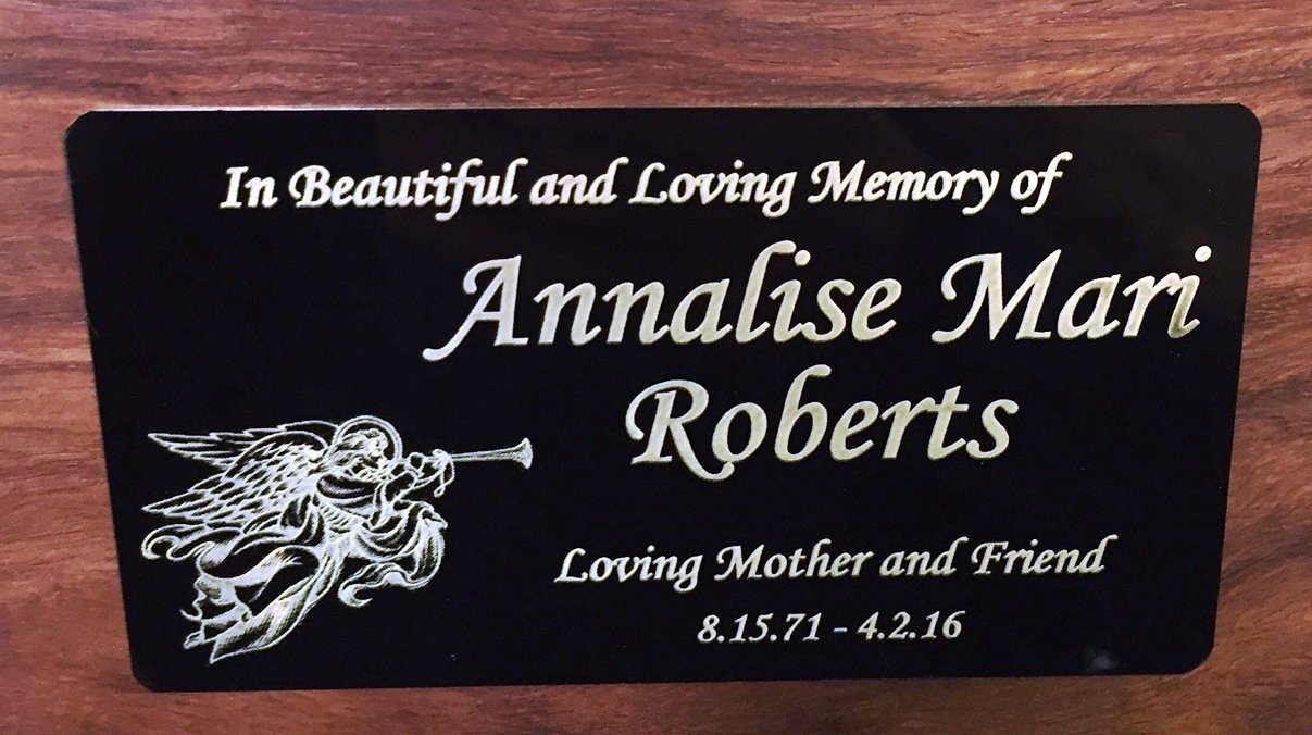 4-1/2 X 2-1/2 In Black and Gold Name Plate With Angel Image With Free Engraving
